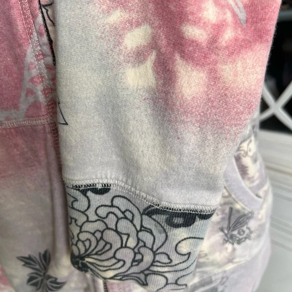 Lucky Brand Floral Zip-Up Hoodie - Pink and Gray Y2K vintage Sz M - Picture 5 of 6